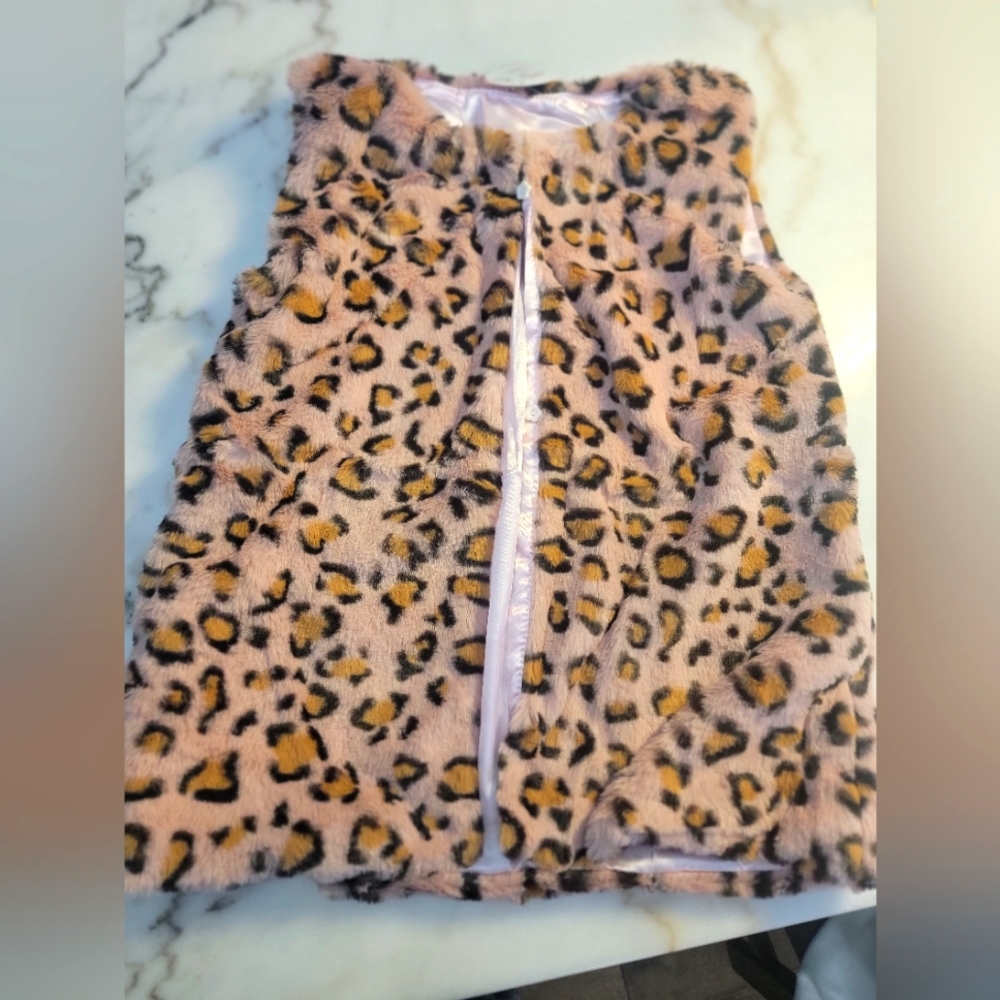 Pink Faux Leopard Vest